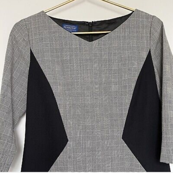Pendleton sz 8 virgin wool black white lined sheeth dress - Picture 3 of 11